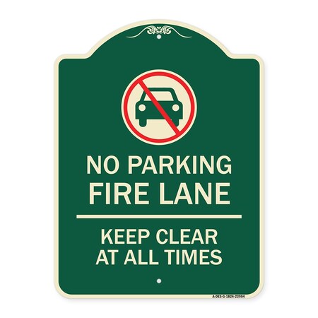 Signmission Fire Lane Keep Clear All Times W/ Graphic Heavy-Gauge Aluminum Sign, 24" x 18", G-1824-23984 A-DES-G-1824-23984
